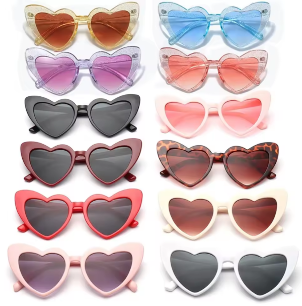 Stylish Heart-Shaped Designer Sunglasses Set of 12 Pairs