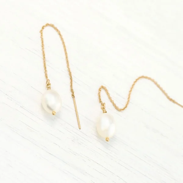 Freshwater Pearl Drop Threader Earrings