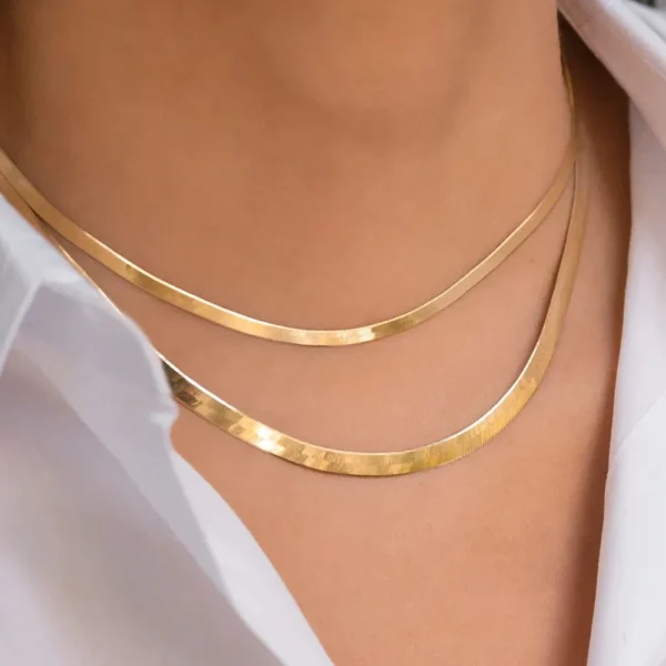 Herringbone Flat Snake Chain Necklace