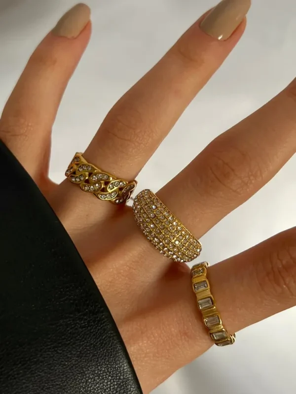 Pave Shiny Cubic Zirconia Diamond Rings