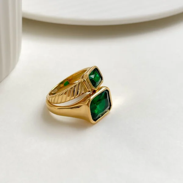 Square Green Emerald Rings