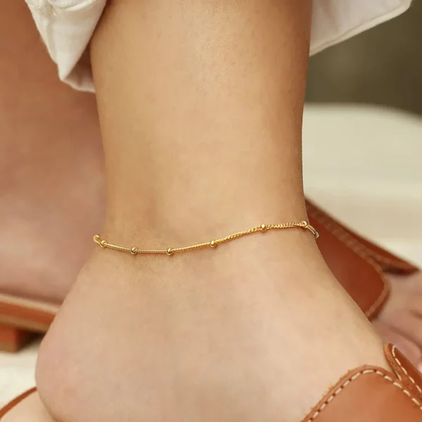 18k Gold Plated Satellite Chain Anklets - Image 2