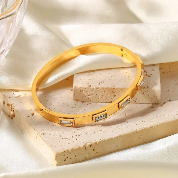 Zirconia Bezel Setting Band Bangles